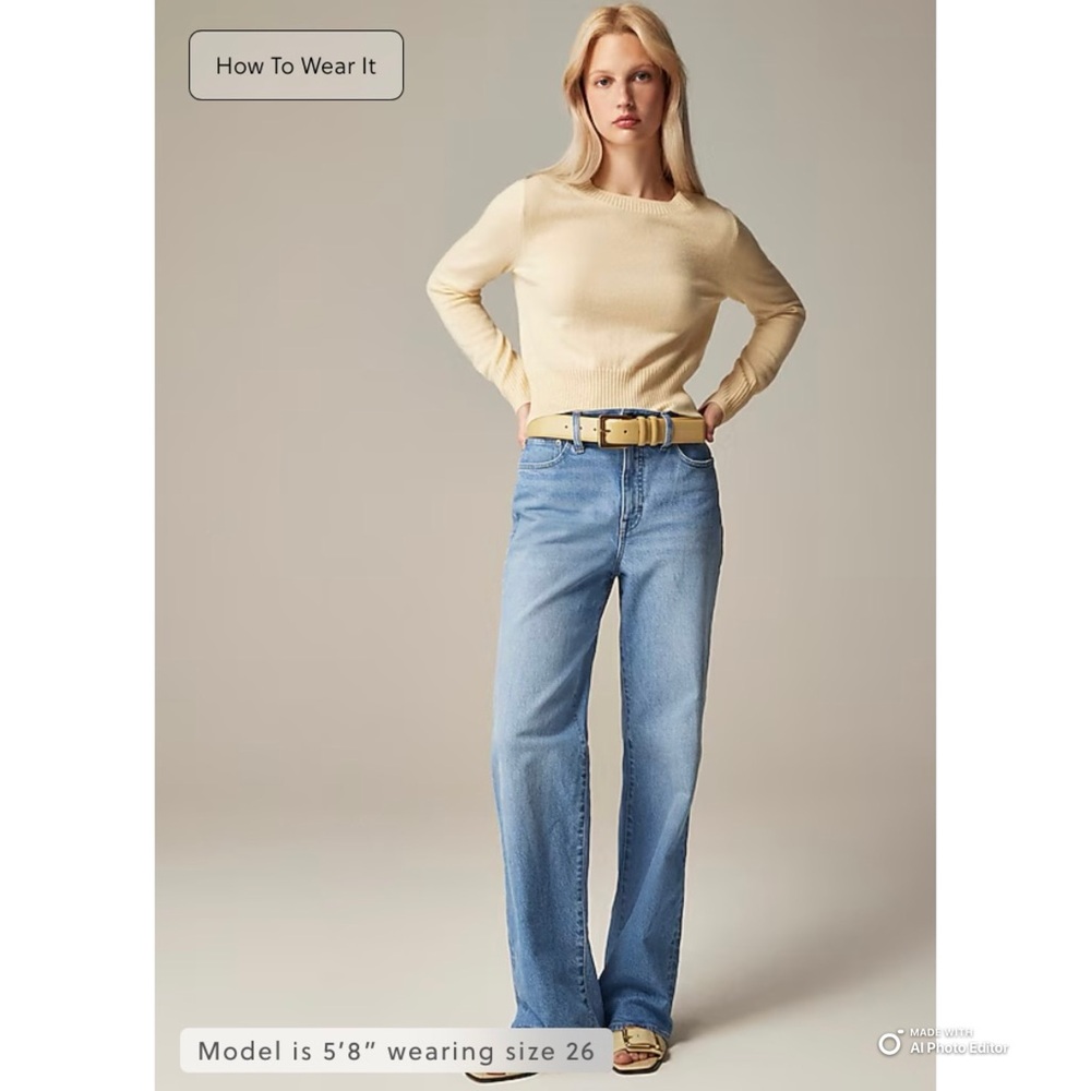 J Crew ‘96 Full-Length Slim Wide Blue Jeans Size 32 NWT FLAW